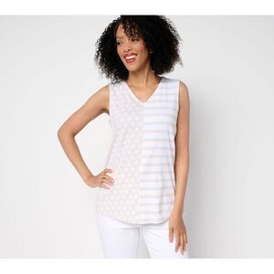 Fashion Women's Top Sz XL Denim & Co. Americana Favorite Jersey White A692779